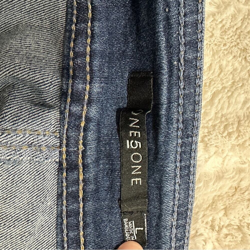 One 5 One Size L Classic Blue Jean Skirt KneeLength Stretch Denim BusinessCasual - Picture 5 of 10